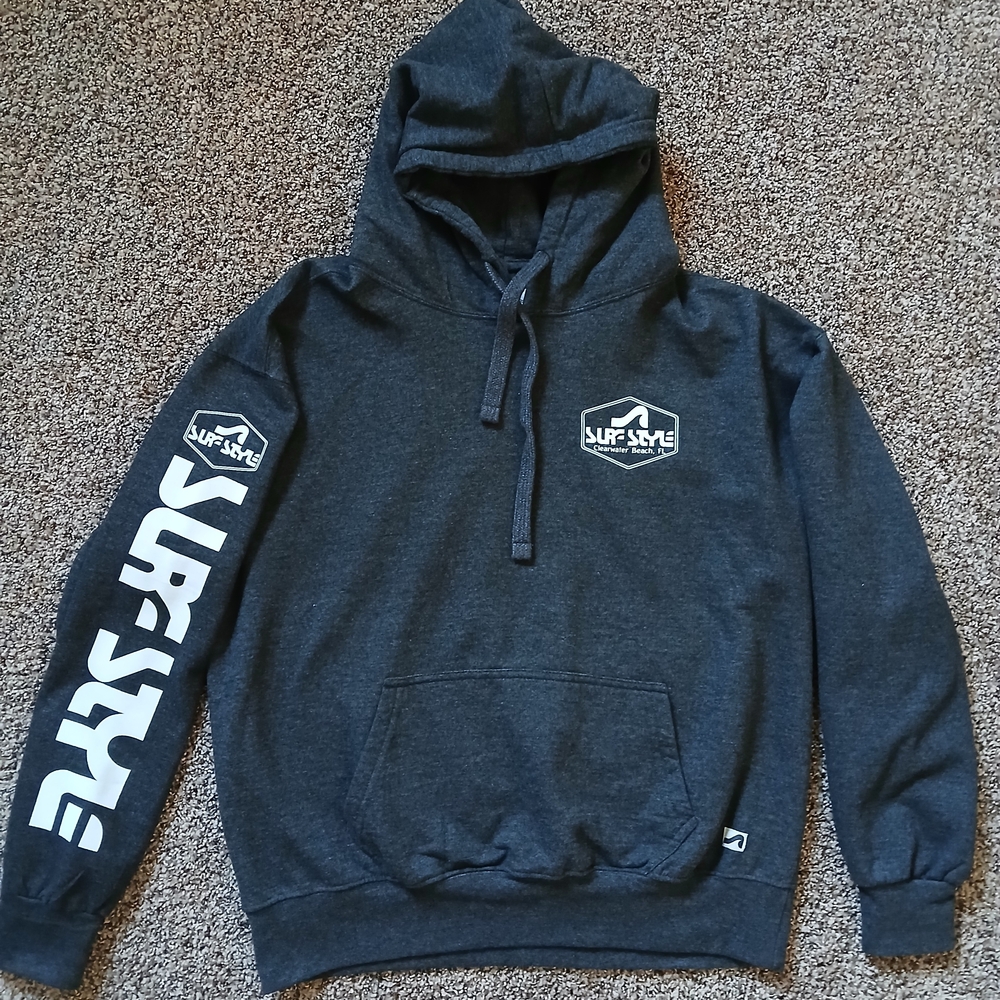Surf Style Dark Gray Hoodie with Sleeve Logo